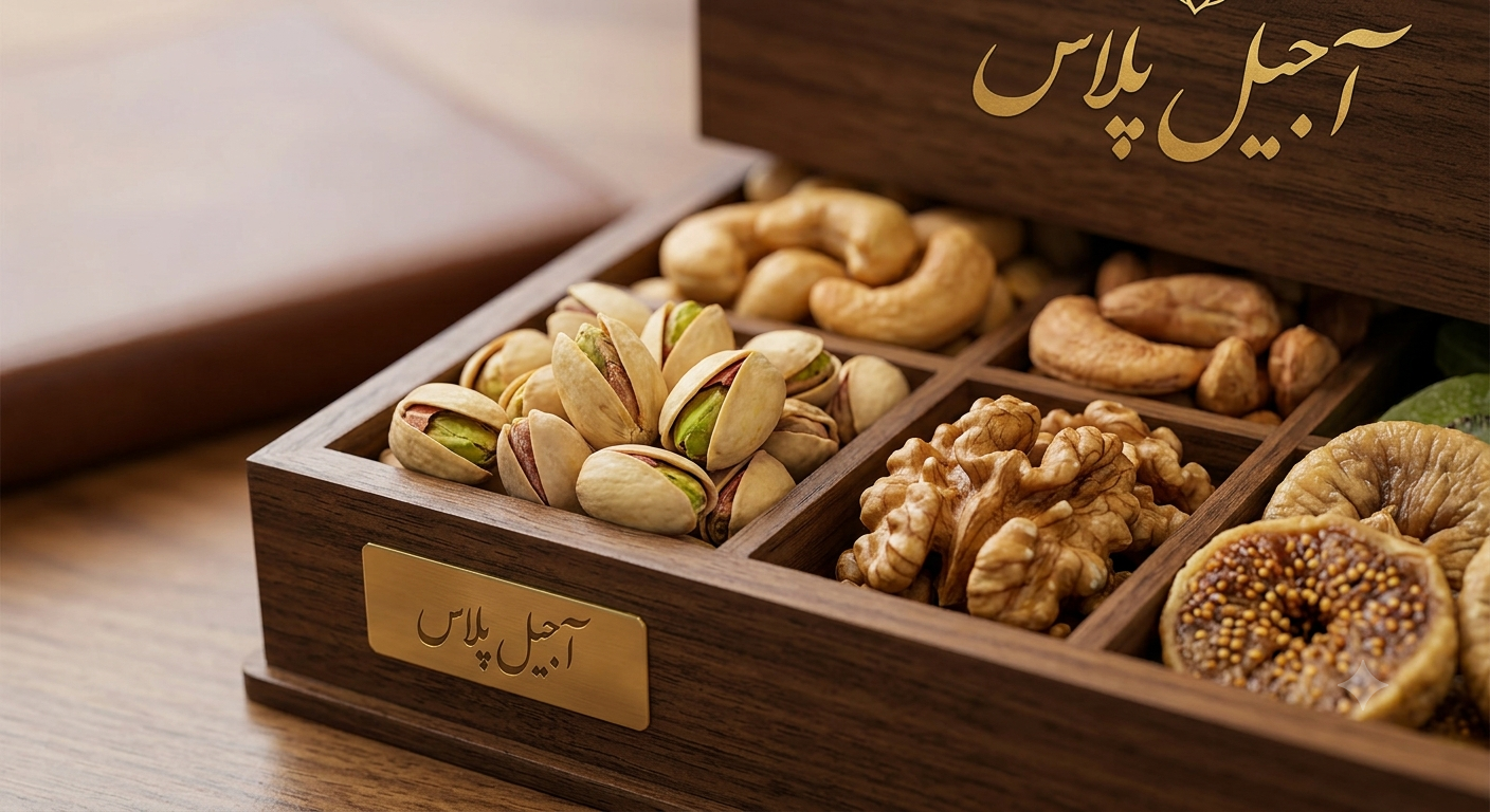 پک هدیه سازمانی و باکس آجیل لوکس آجیل پلاس برای هدایای مدیریتی